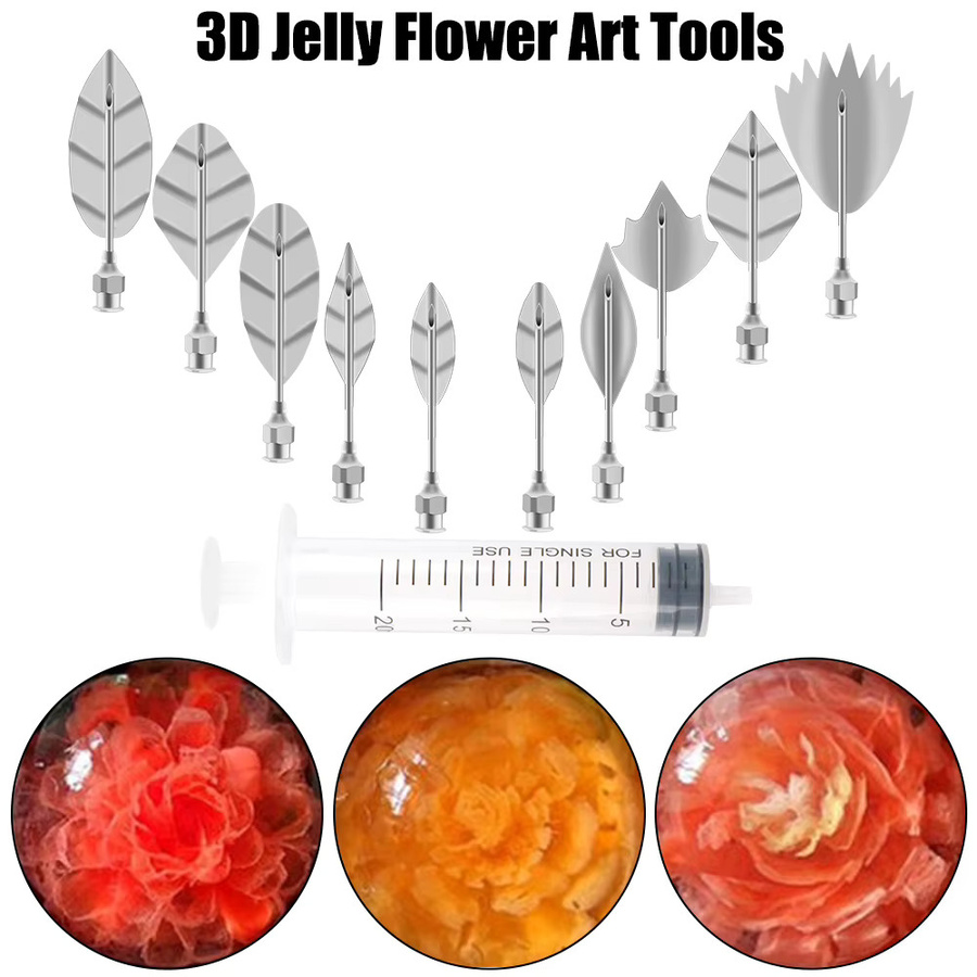 NICEYARD 3D Jelly Flower Art Set zur Kuchendekoration mit 10 Puddingdüsen und Spritzwerkzeug in Transparent - Bild 2