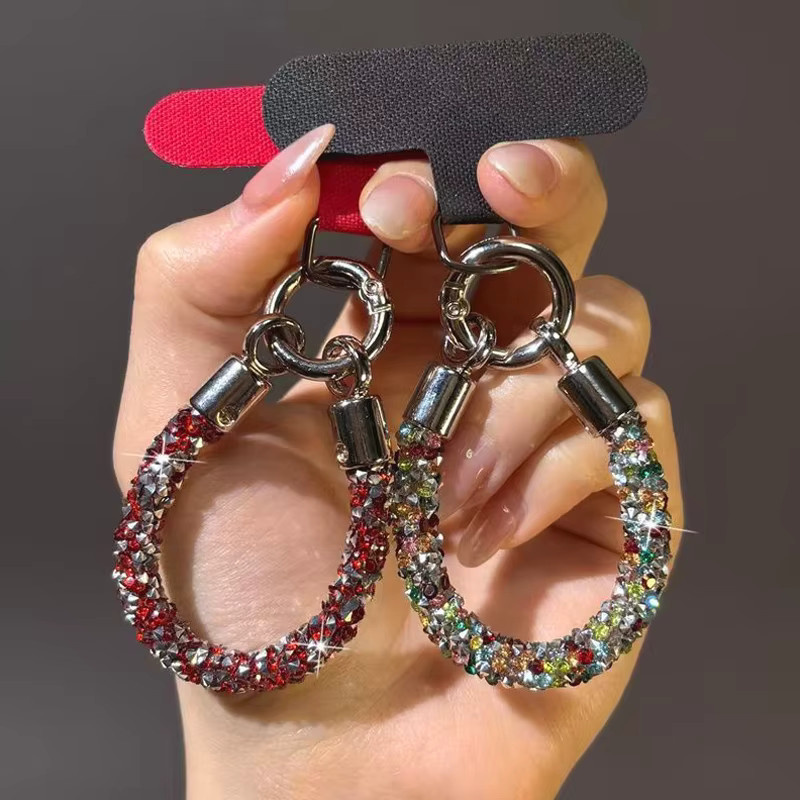 WSSHE Schlüsselanhänger, Kristall-PU-Leder-Seil, Bunte Bonbonfarben, Unisex - Bild 1