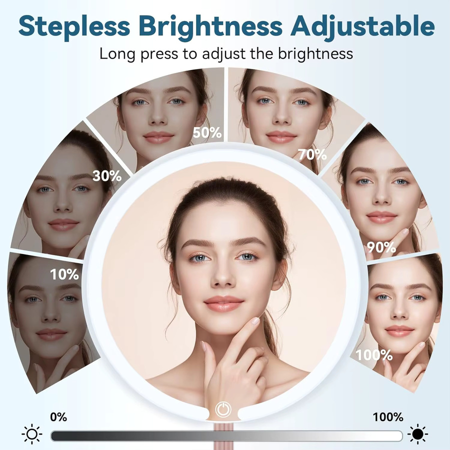 Runder Schminkspiegel mit LED-Beleuchtung in Weiß, dimmbar mit 3 Farbtemperaturen und flexibler Multi-Winkel-Einstellung für dein Make-up - Bild 3