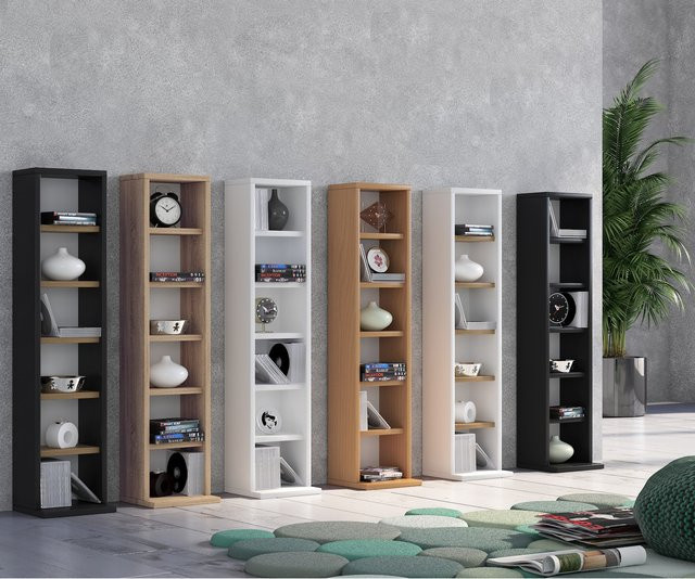 VCM Elementa Holzregal braun für CDs und DVDs, H x B x T: 92 x 21 x 20 cm - Bild 1