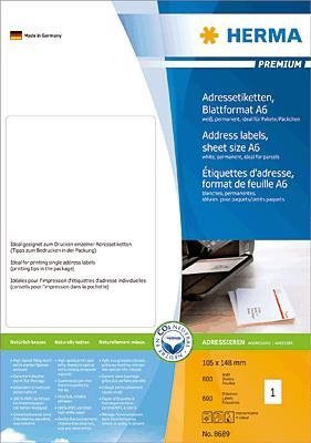 Herma Premium Adressetiketten Weiß aus Papier, B/H: 10,5 x 14,8 cm - Bild 1