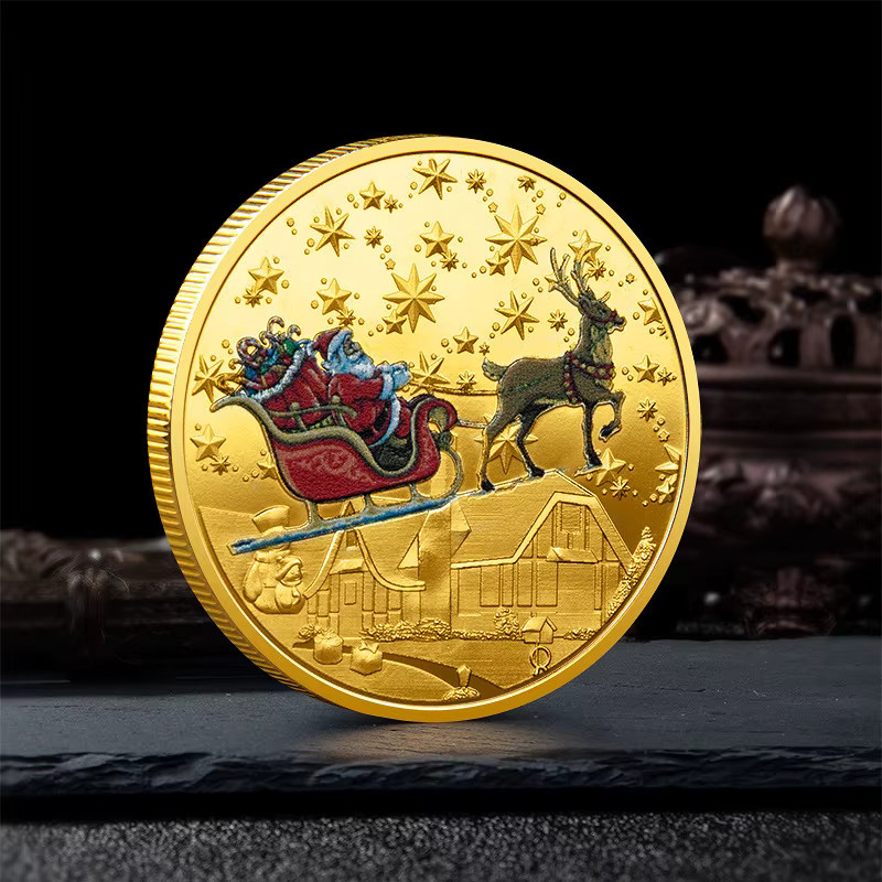 XMSJ Weihnachtsmann Gedenkmünzen Malen nach Zahlen Poster in Gold und Silber - Bild 2