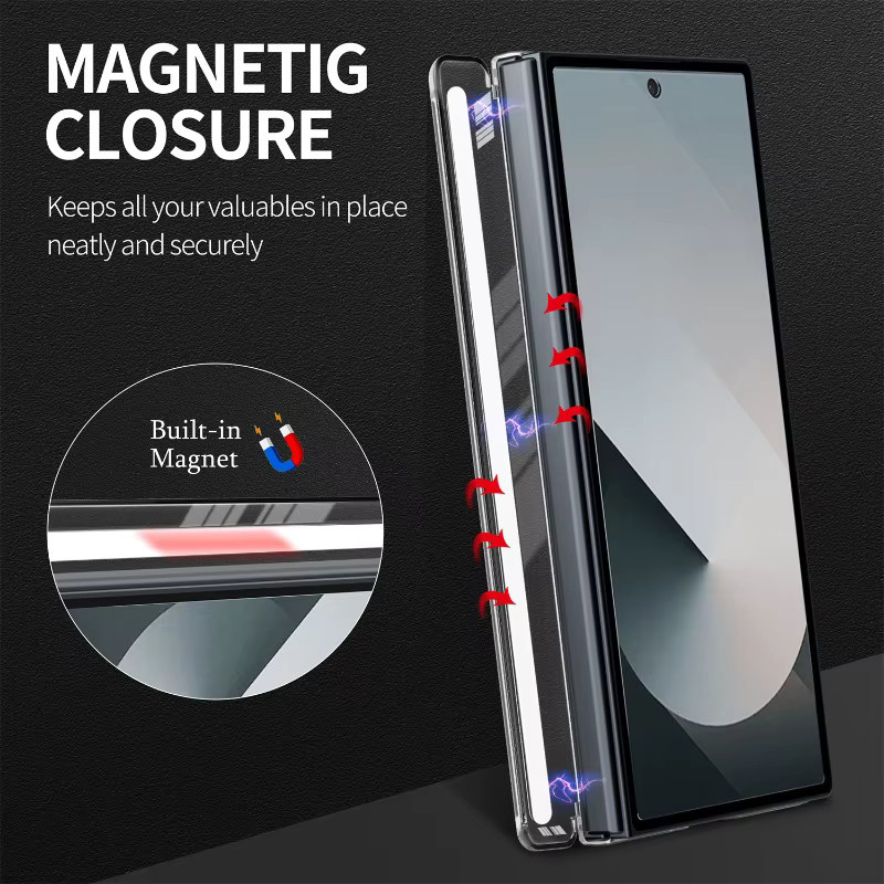 Magnetische MagSafe Schutzhülle mit Scharnierschutz und Ständer für Samsung Galaxy Z Fold 8 Ultra, 7, 6, 5 in Schwarz oder Transparent - Bild 2