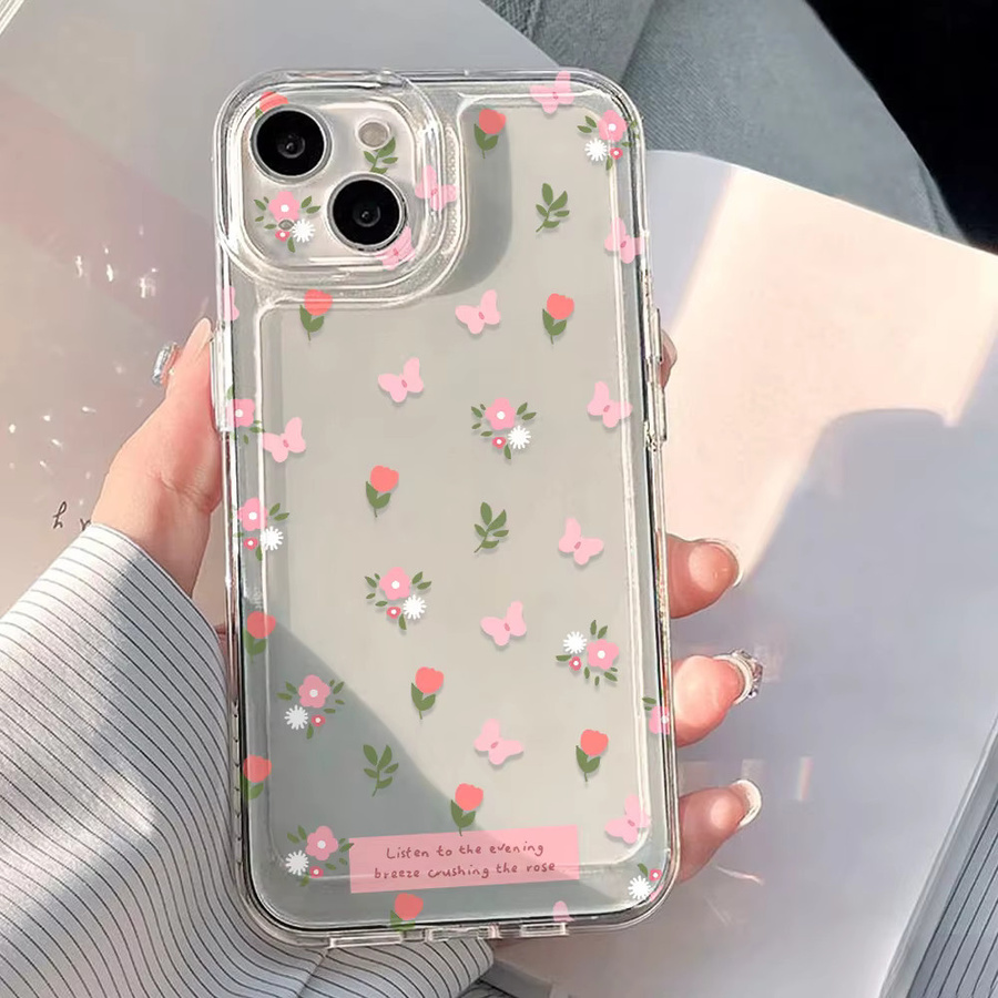 Rosa Blumen-Handyhülle für Samsung Galaxy Modelle, transparentes Design - Bild 2