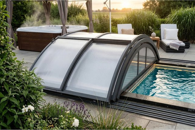 Poolüberdachung Adèle von Prestige Home aus Aluminium, Teleskop-System, B/T/H: 1037 x 547 x 130 cm - Bild 1