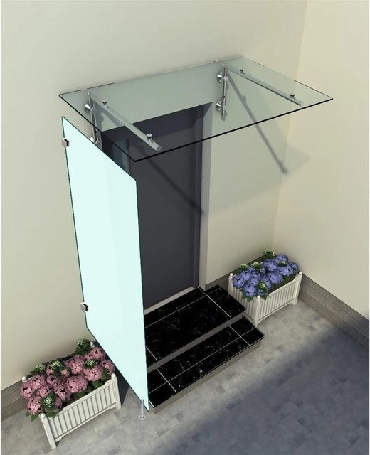Glaszentrum Hagen Seitenteil für Glasvordach in Milchglas B/H/T: 80 x 200 x 60 cm - Bild 1
