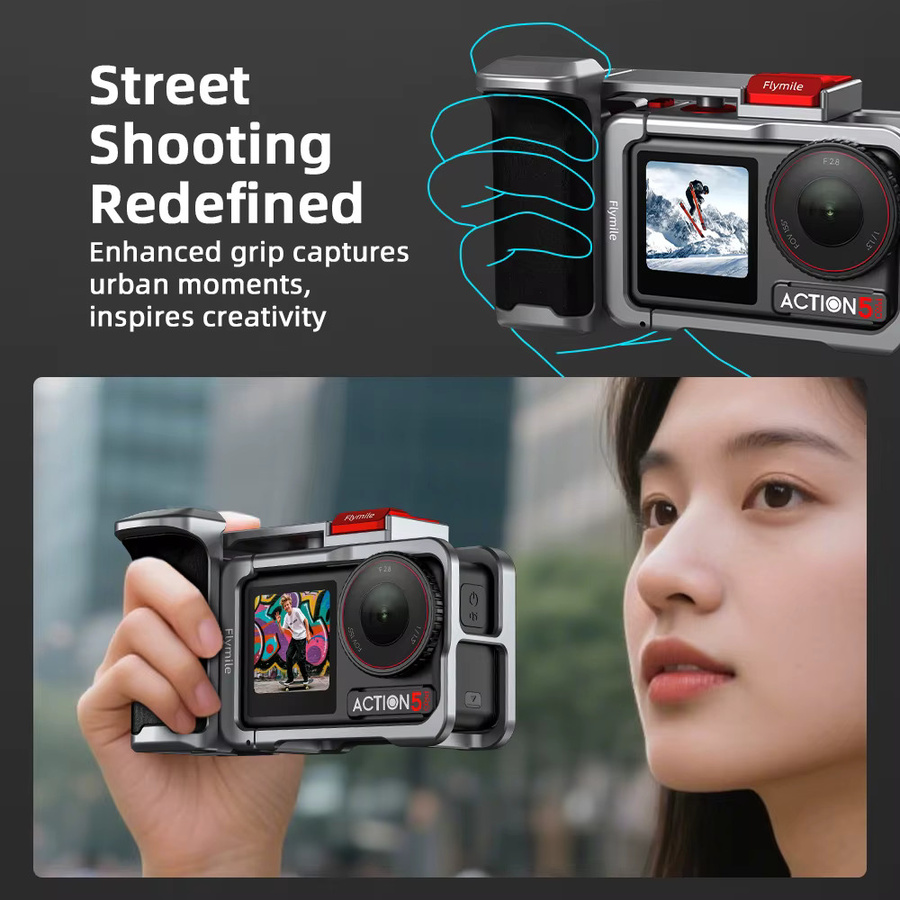 Flymile Action 5 Pro Fotografie Griff Kit mit Shutter Bundle für DJI Osmo Action 4 und Action 3 Zubehör - Bild 2