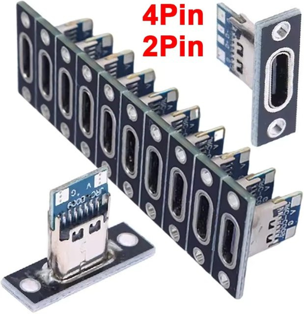 BSN USB-C Buchse 3.1 Typ-C Datenladeanschluss mit Befestigungsplatte für kleine elektrische Geräte (2-Pin oder 4-Pin) - Bild 1