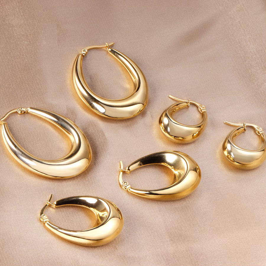 LUXUSTEEL Creolen Edelstahl, Gold, Damen - Bild 2