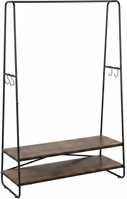 Relaxdays Kleiderständer aus Eisen und MDF im Industrial Design, Schwarz/Braun, H: 160 cm, B: 100 cm, T: 45 cm - Bild 1