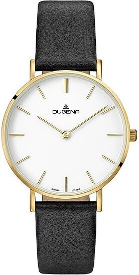 Dugena Armbanduhr, Quarz, Edelstahl, Leder, Weiß, Herren - Bild 1