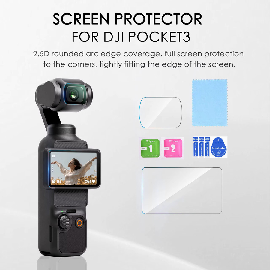 DJI Osmo Pocket 3 Schutzfolie aus gehärtetem Glas für Display und Kameraobjektiv, transparent - Bild 4