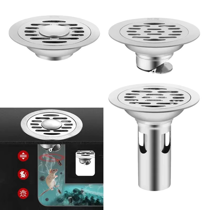 KIQUNE Bodenablauf aus Edelstahl 304 in Silber mit Geruchsverschluss für Badewanne und Dusche - Bild 3