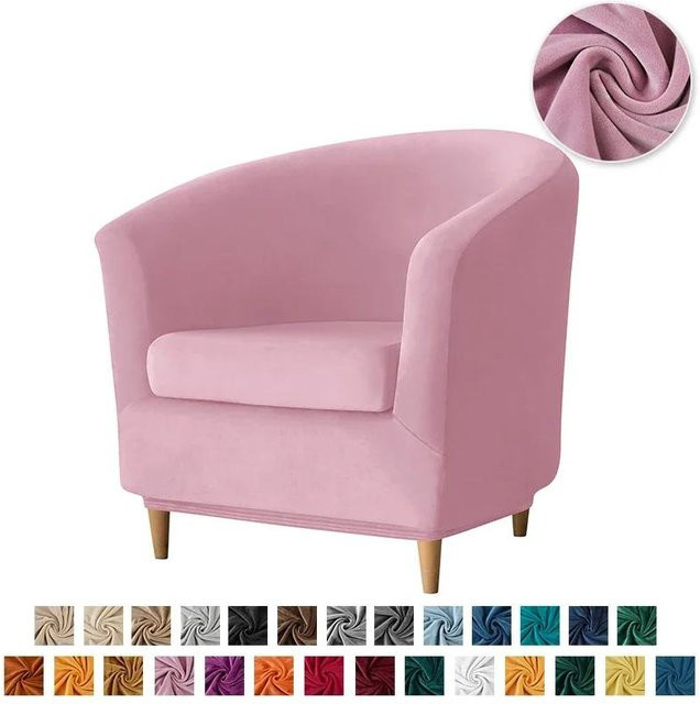 Yiran Furniture Sesselbezug aus Stretch-Spandex und Samt in Pink für Club-Badewannen und Einzelsofas inklusive Sitzkissenbezug - Bild 1