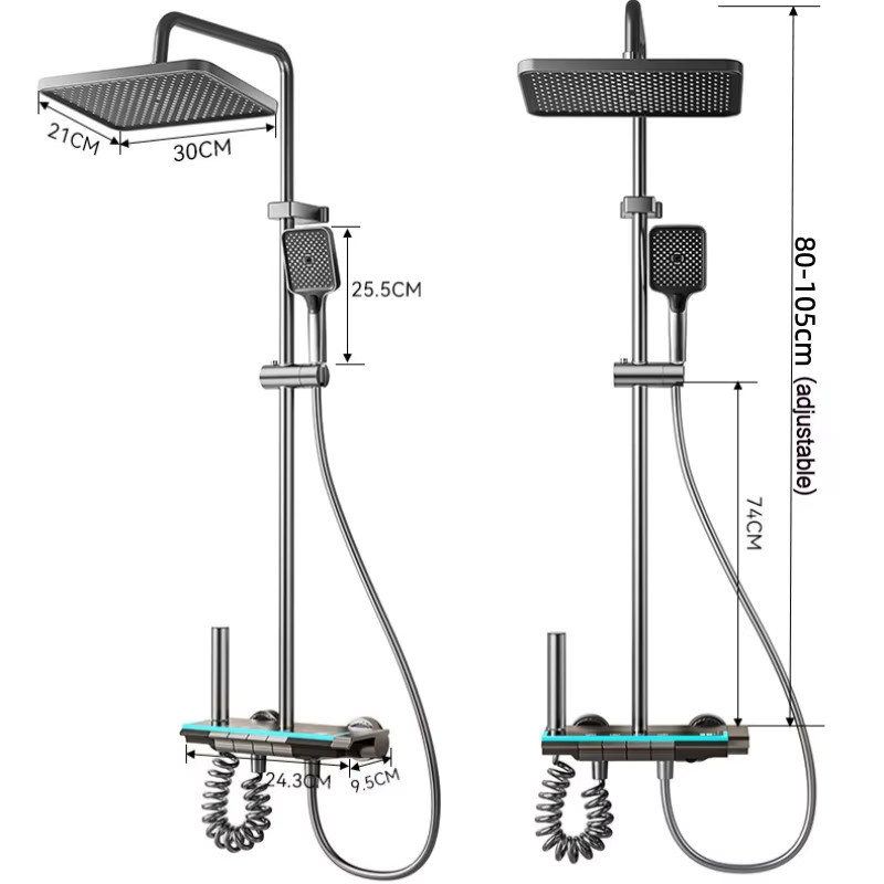 Washower Digitale Badezimmer Duscharmatur mit Temperaturanzeige und 4 Funktionen als Duschsystem mit Heiß-Kalt-Mixer - Bild 6
