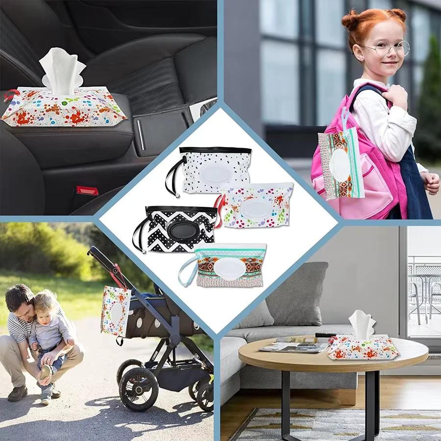 EVA Baby Feuchttücher Aufbewahrungstasche in Schwarz mit Kinderwagen-Clip aus Kunststoff - Bild 2
