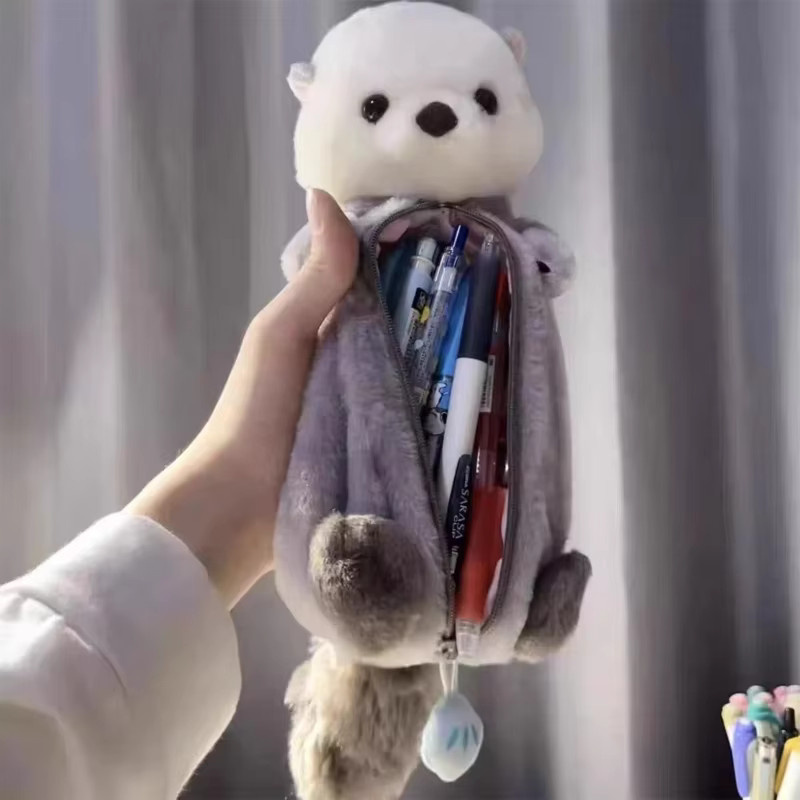 LUSQI Meerotter-Plüsch-Federmäppchen als weiches Schreibwaren-Organizer für den Schulbedarf - Bild 6
