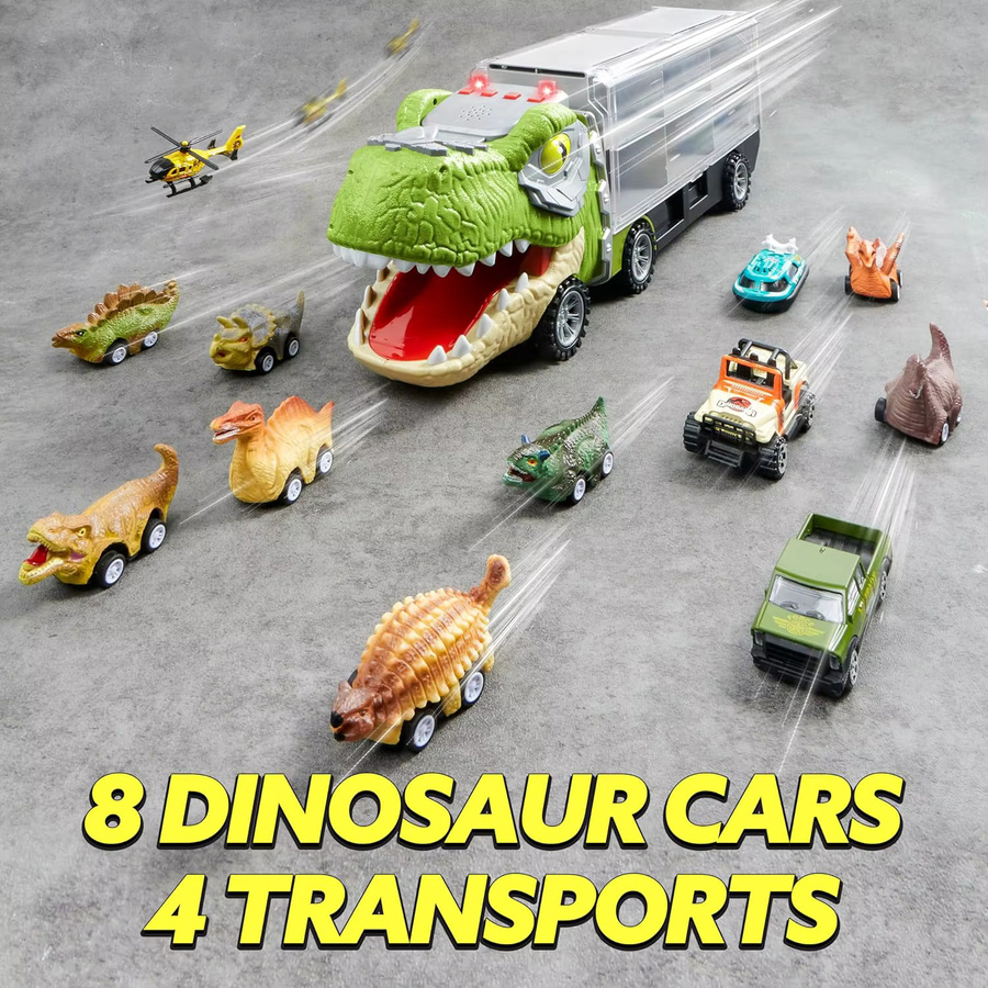 JOYFY Dinosaurier-Autotransporter-Set, 13-teiliges Set - Bild 3