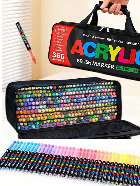 GN Acryl-Malstifte Marker mit Pinselspitze in 366 Farben für Stein, Holz und Leinwand - Bild 1