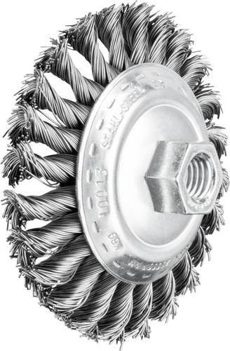 PFERD Kegelbürste gezopft KBG für Winkelschleifer, Farbe: Silber, Durchmesser: 100 mm, Breite: 13 mm, Gewinde: M14, Drahtstärke: 0,50 mm - Bild 1