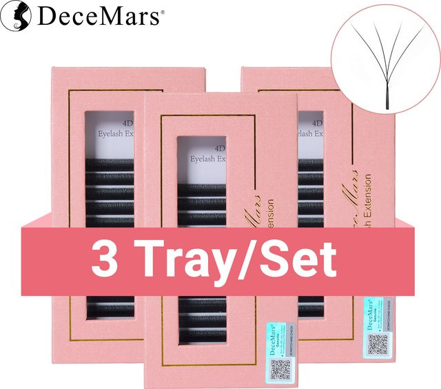 DeceMars Wimpernverlängerungen 4D W-förmig, Black, Unisex, 3er Set - Bild 1