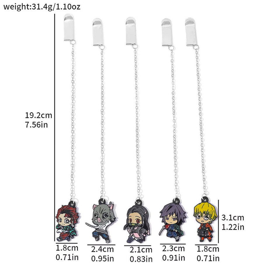 Kimetsu No Yaiba Anime Metall-Lesezeichen mit Q-Version Figuren-Anhänger in Multicolour - Bild 2