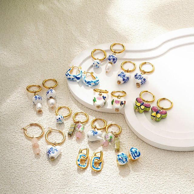 Ohrringe Erpels, Emaille, Perlen, Damen - Bild 1