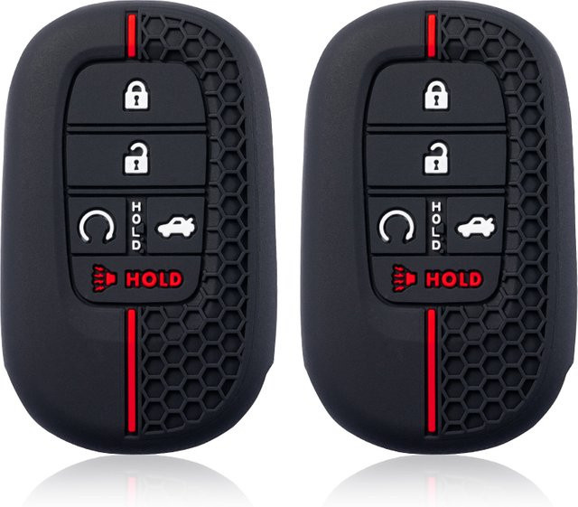 Silikon Autoschlüsselabdeckung mit 5 Tasten für Honda Civic 11. Generation, Accord, Vezel, Pilot, Freed und CRV in Schwarz - Bild 1