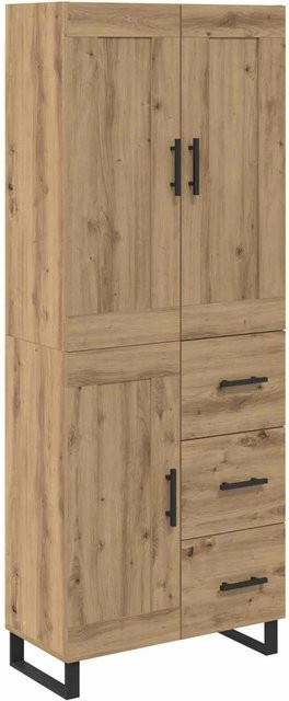 vidaXL Highboard Artisan-Eiche in Braun mit Schranktüren und Regalfächern, B/T/H: 69,5 x 34 x 180 cm - Bild 1