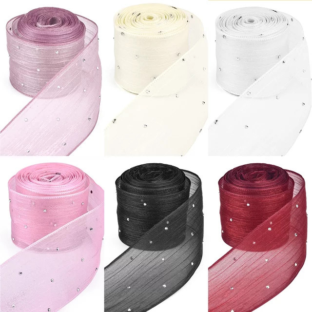 Diamant Plissee Mesh Organza Band Rolle für DIY Dekoration, Breite: 4 cm, Länge: 5 m - Bild 1