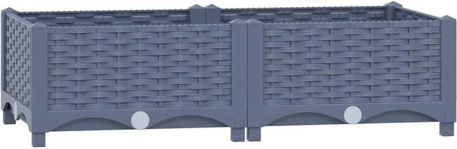 vidaXL Hochbeet aus Polypropylen in Grau und Blau, B/T/H: 80 x 40 x 23 cm - Bild 1
