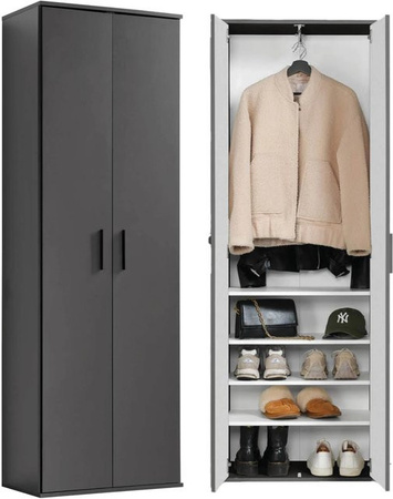mokebo Garderobenschrank Mehrzweckschrank in Anthrazit mit Kleiderstange und Regalböden, H x B x T: 180 x 60 x 34 cm