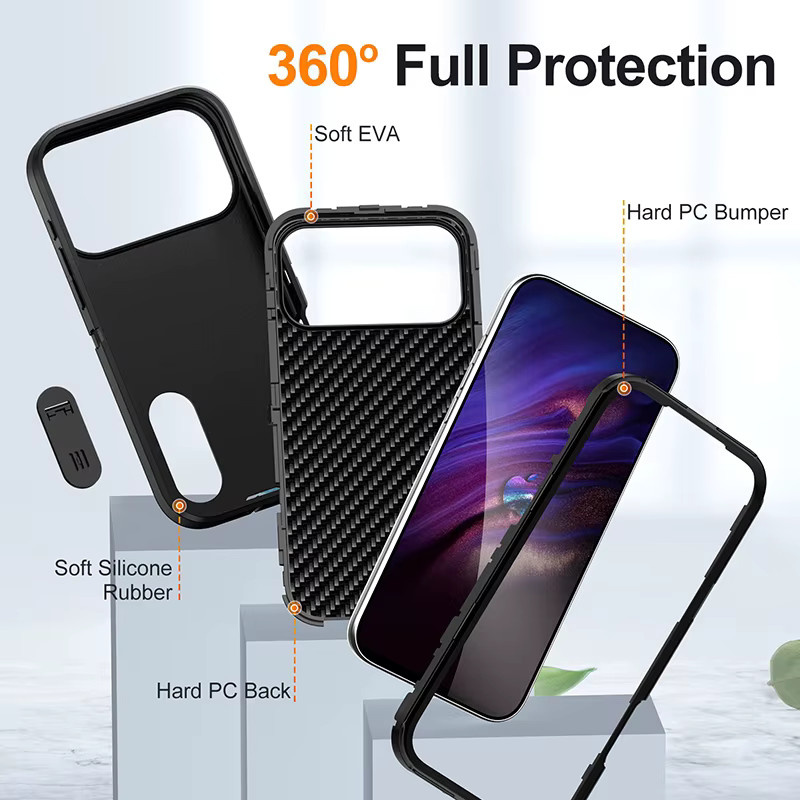 Robuste faltbare Handyhülle mit integriertem Ständer für iPhone 11 bis iPhone 17 Pro Max in Schwarz und Rot - Bild 2