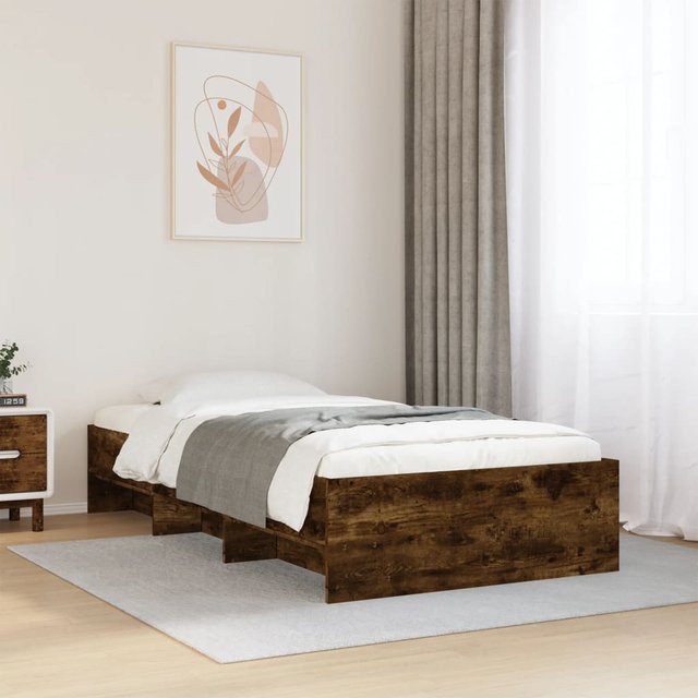 vidaXL Bettgestell aus Holzwerkstoff in Räuchereiche, Braun, B: 75 cm, L: 190 cm - Bild 3