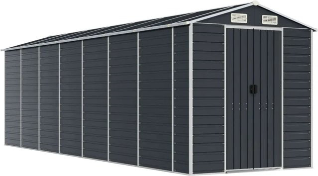 vidaXL Gerätehaus aus verzinktem Stahl in Anthrazit mit Schrägdach und Lüftungsöffnungen, B/T/H: 640 x 191 x 198 cm - Bild 1