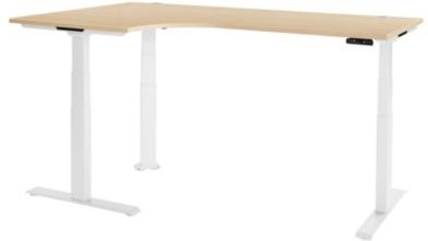 Schäfer Shop Genius Winkelschreibtisch Modena Flex, elektrisch höhenverstellbar, 90 Grad Winkel, T-Fuß, Breite: 200 cm, Farbe: Ahorn/weiß - Bild 1