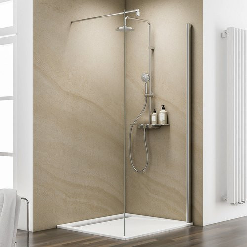Schulte MasterClass Duschwand Walk-In Ecke aus ESG-Glas, Farbe: Silber, B: 70 cm, H: 200 cm - Bild 1
