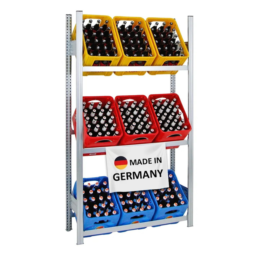 PROREGAL Getränkekistenregal Chiemsee aus verzinktem Stahl, silber, H x B x T: 185 x 106 x 34 cm - Bild 2