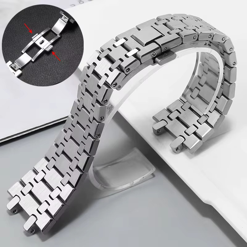 yunfook Uhrenarmband Edelstahl, 26 mm, Silber, Unisex - Bild 2