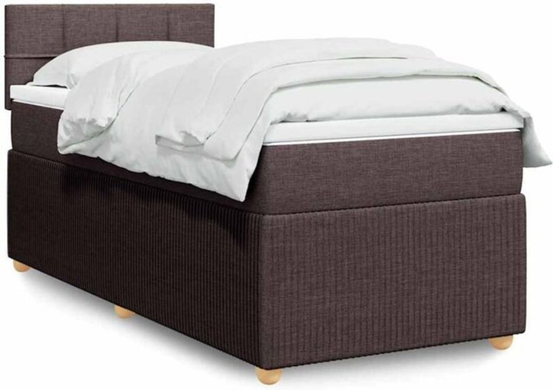 vidaxl Boxspringbett mit Matratze aus Stoff in Braun und Weiß, B/T/H: 90 x 190 x 100,5 cm - Bild 1