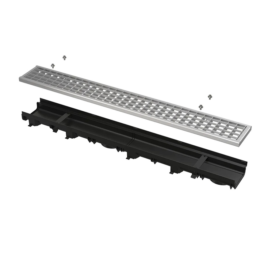 Alcadrain Entwässerungsrinne mit Kunststoffrand und verzinktem Rost in Silber, Breite: 60 cm - Bild 2