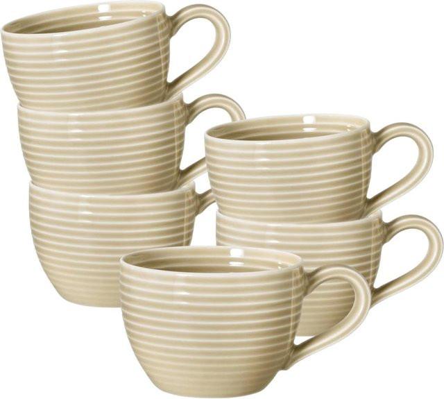 Seltmann Weiden Espressotassen Beat Color Glaze Beige Gestreift aus Porzellan 6er Set 0,11 l pro Tasse - Bild 1