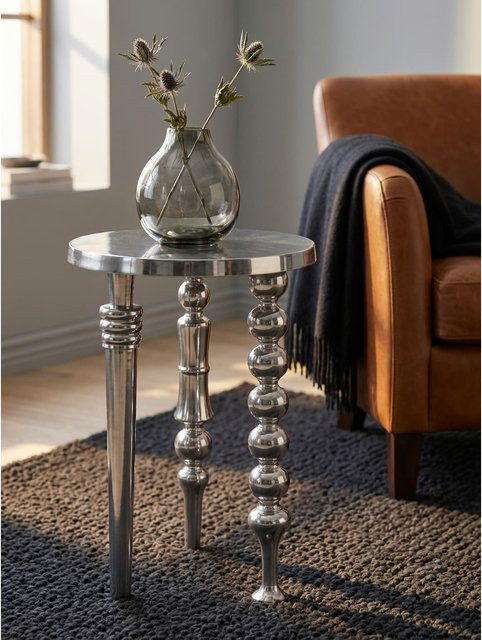 Beistelltisch KADIMA DESIGN in Silber, modernes Aluminium-Design, rund, B/T/H: 44 x 44 x 63 cm - Bild 1