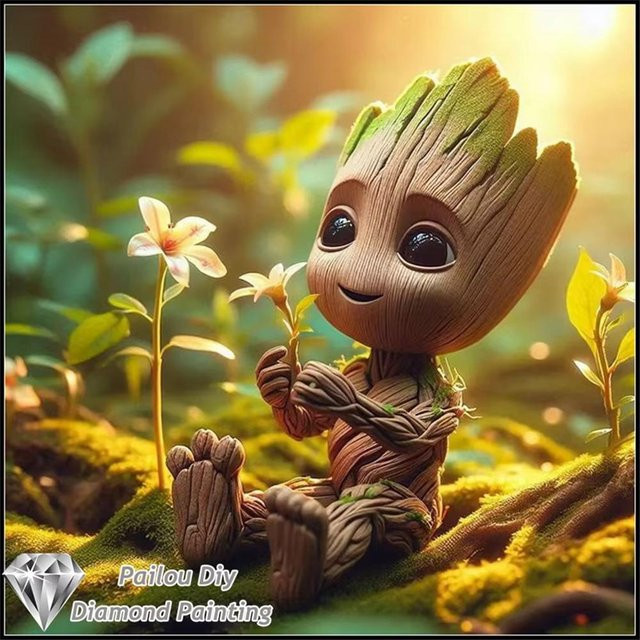 Disney Groot 5D Diamantmalerei DIY Set mit Round Edelstein Aufklebern, Multicolour, Breite: 30 cm, Höhe: 30 cm - Bild 1