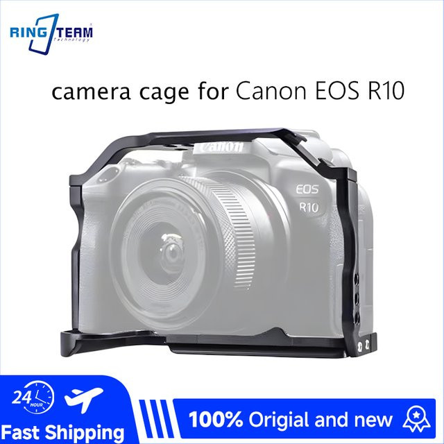 Canon Kamerakäfig für EOS R10 in Schwarz mit magnetischem Schraubenschlüssel, kompatibel mit Gimbal und Stativ für Vlogging und Filmmaking - Bild 1