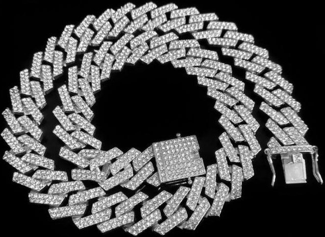 YIRAN Jewelry Halskette, Cuban Link, 19mm, 24 inch, CZ, Weiß, Unisex - Bild 1