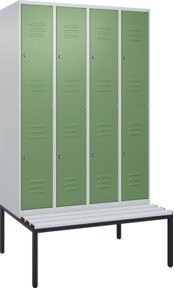C+P Doppelstock-Spind Classic PLUS Sitzbank mit 4 Abteilen und Zylinderschloss, B/T/H: 212,0 x 120,0 x 81,5 cm - Bild 1