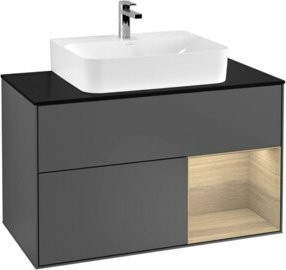 V&B Waschtischunterschrank Finion 100 mit Wandbeleuchtung in Anthrazit, B/T/H: 100 x 50,1 x 50,1 cm - Bild 1