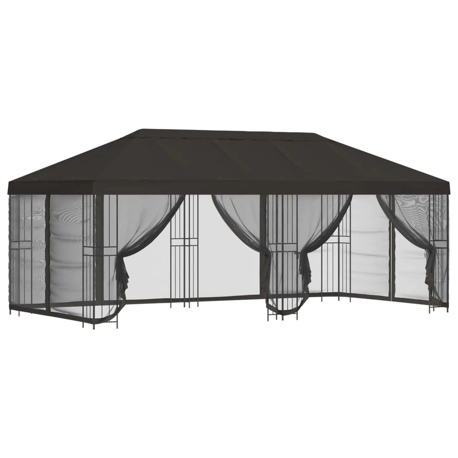 vidaXL Pavillon mit verstellbaren Netz-Seitenwänden aus Polyester und Stahl in Anthrazit, B/T/H: 600 x 300 x 276,5 cm - Bild 2