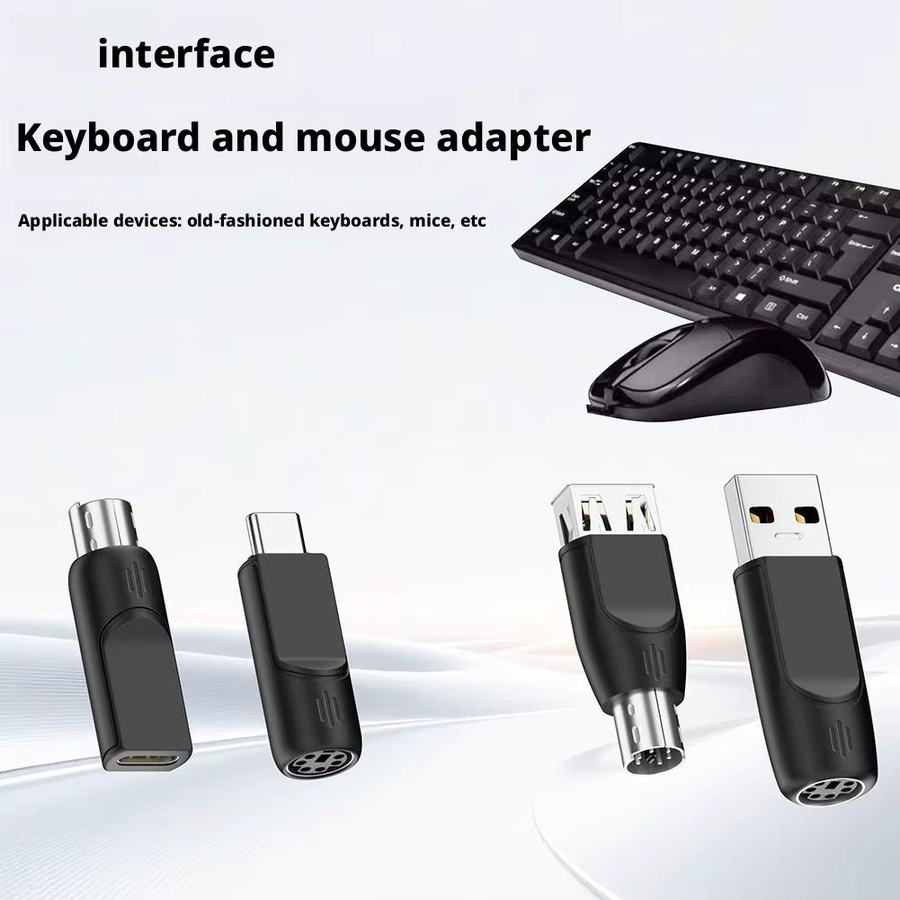 BSN USB-A und USB-C auf PS2 Adapter Konverter für Tastatur und Maus in Schwarz - Bild 4